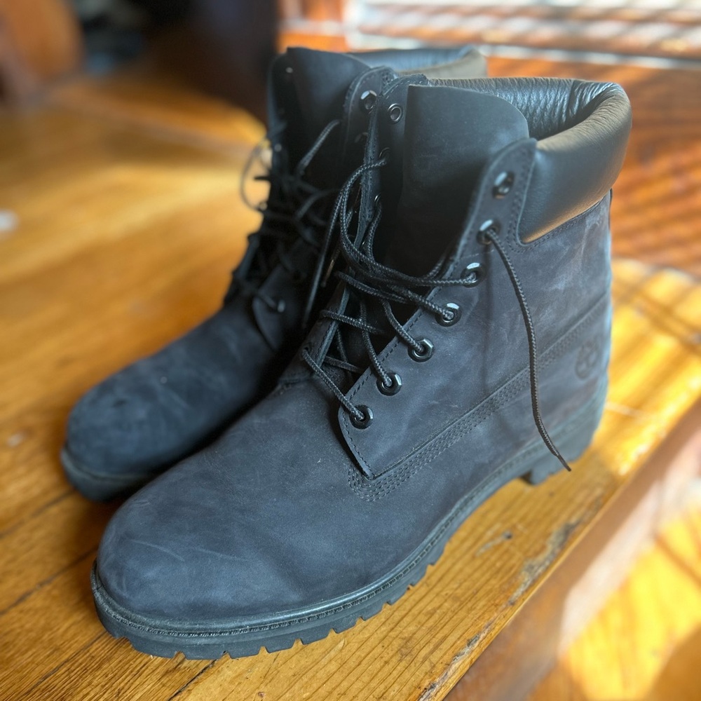 Timberland Men's 6-Inch Premium Black Nubuck Waterproof Size 13